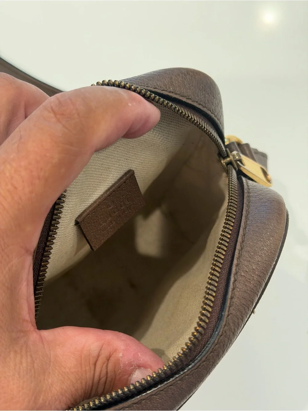 Gucci Beige/Brown GG Supreme Crossbody with Green-Red Web